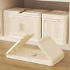 SKRAN Side Wide Folding Storage Cabinet,Multi-layer Closet organizers,Plastic Storage Bins with Magnetic Door and Wheels,Cream White B - 2 of 4