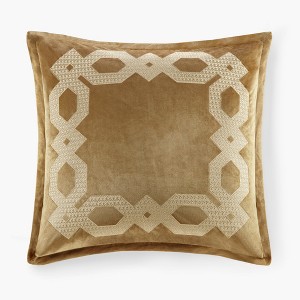 Gracie Mills Mallor Geometric Embroidered Velvet European Pillow Sham - 1 of 4