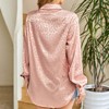 Coolmee Leopard Stain Button Down Shirts for Women Roll Up Long Sleeve V Neck Casual Work Shirts - 3 of 4
