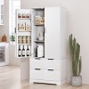 72" Freestanding Fluted Pantry Cabinet with 2 Large Drawers & Adjustable Door Spice Racks for Kitchen or Entryway Storage-Cuddlewood - 2 of 4