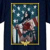 Wonder Woman with Shield, Sword, and American Flag Background Men's Navy Blue Graphic Tee - image 2 of 3