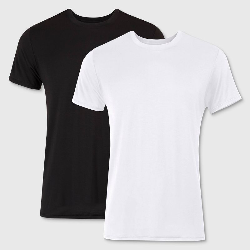 Hanes Originals Premium Men's SuperSoft Short Sleeve Crewneck Undershirt 2pk - White/Black, 1 of 11