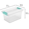 Sterilite Medium Stackable Clear Plastic Storage Tote Container with Clear Latching Lid & Green Clips for Home & Office Organization - image 3 of 4