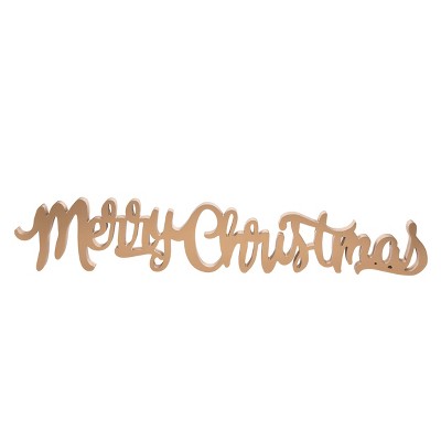 Transpac Wood 30.79 in. Gold Merry Christmas Decor