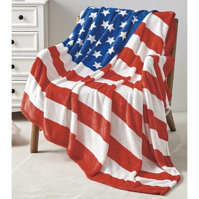 Noble House July 4th Stars & Stripes American Flag Ultra Lush Oversized Throw Blanket  (50" x 70")