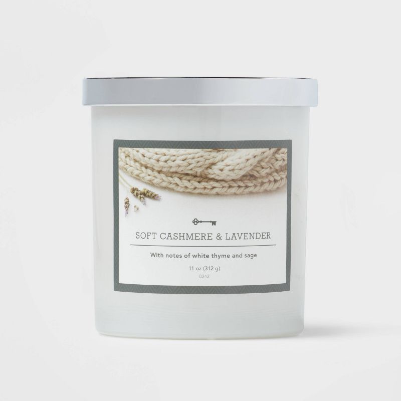 Milky Glass Soft Cashmere &#38; Lavender Lidded Jar Candle 11oz - Threshold&#8482;, 1 of 4