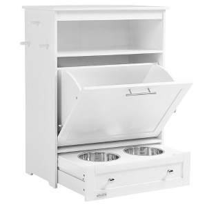 Kumasinova Pet Feeder Station Storage Cabinet with Open Shelf,Dog Food Storage Container with Dog Raised Bowls and Hanger - 1 of 4