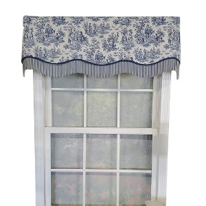 RLF Home Waverly Glory 3" Rod Pocket Lining Luxurious and Elegant Window Treatment Valance 50" x 16" Blue - 1 of 4