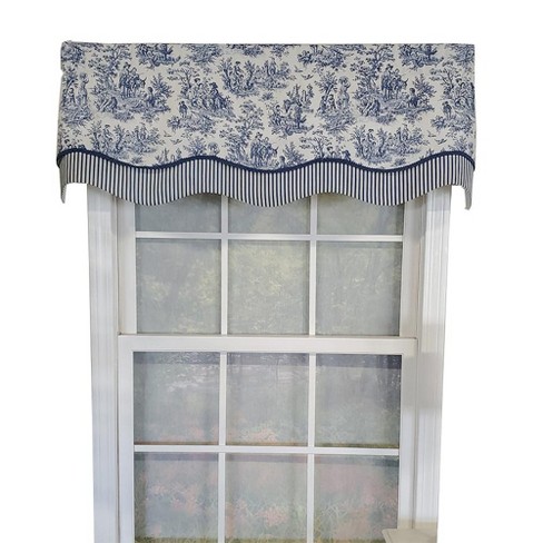 RLF Home Waverly Glory 3" Rod Pocket Lining Luxurious and Elegant Window Treatment Valance 50" x 16" Blue - image 1 of 4