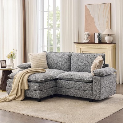 TYBOATLE 122" Leather Sectional Sofa Set, Comfy Modular Couch with Chairs, Deep Seat & Adjustable Armrest for Living Room, Apartment, Office, Studio