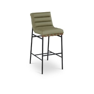 Meridian Furniture,Burke Olive Green Vegan Leather Bar Stool - 1 of 4
