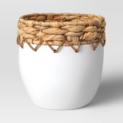 Small Ceramic/Woven Planter White - Threshold™