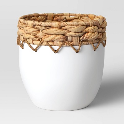 Photo 1 of 2 Small Ceramic/Woven Planter White - Threshold