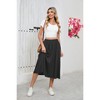 Coolmee Skirts for Women Midi Length A Line Elastic High Waist Swing Flowy Skirt with Pockets - 3 of 4