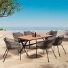 CAVINAS Dining Table Set for 7 Acacia Wood Tabletop Outdoor Table Metal Frame Outdoor Table and Chairs with 6 Chairs for Terrace, Garden - 3 of 4