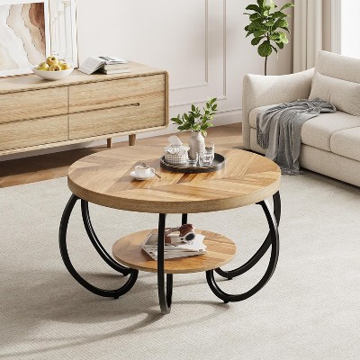 Garvee Round Coffee Table 36" Center Table, Circle Coffee Table Industrial Center Tables with Adjustable Feet