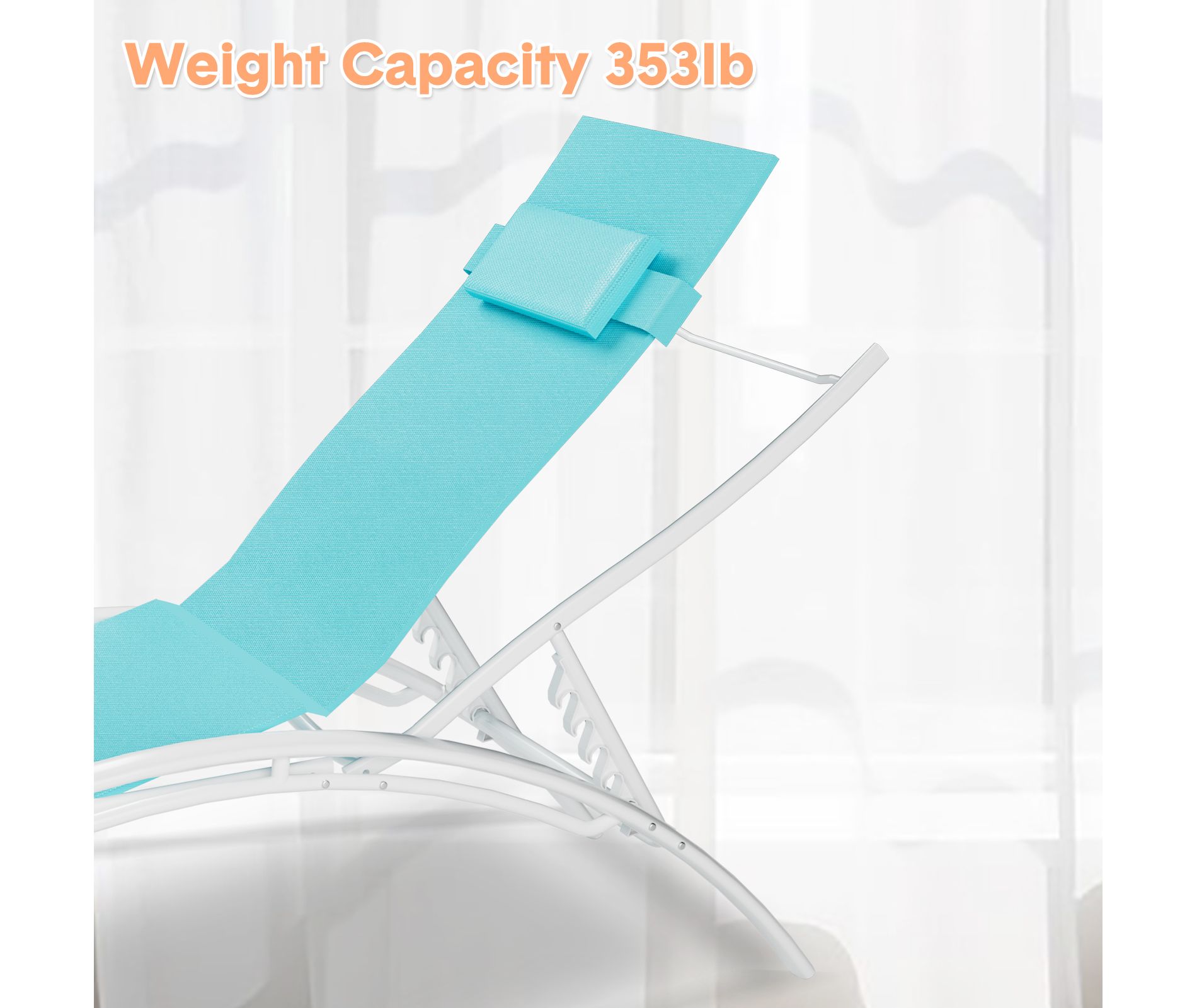 2-Piece Aluminum Alloy Portable Outdoor Lounge Set, Folding Leisure Chair, Oxidation Coating, Adjustable Headrest Pillow