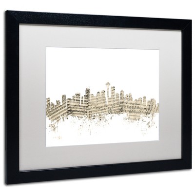 Trademark Fine Art -Michael Tompsett 'Seattle Skyline Sheet Music' Matted Framed Art