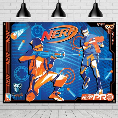 Treasures Gifted Nerf Birthday Backdrop - Nerf Party Supplies