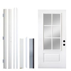 PexFix Low-E Glass 6-Lite 3/4 Lite White Fiberglass Composite Front Door Exterior Entrance Door Left Hand Inswing with 4-9/16 Frame - 1 of 4