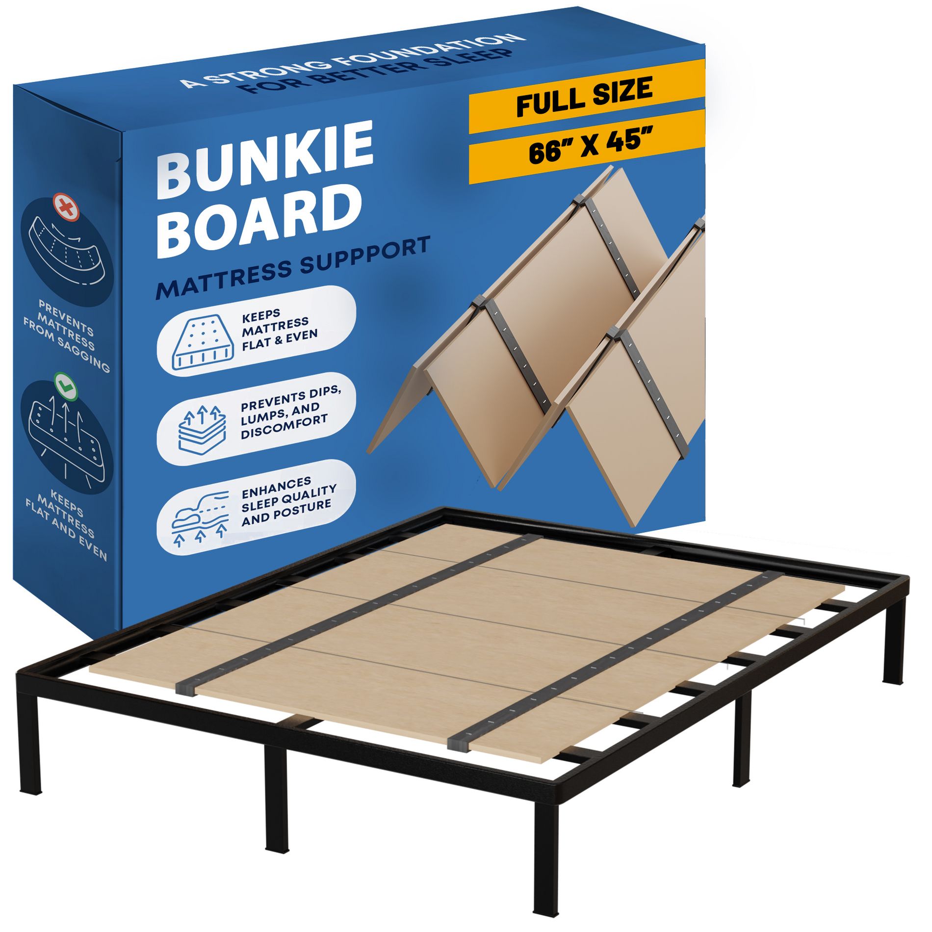 Continental Sleep, Foldable Box Spring, Bunkie Board and Bed Support Board to Minimize bed, Good for Day Bed, Trundle Bed, Bunkbed, Full