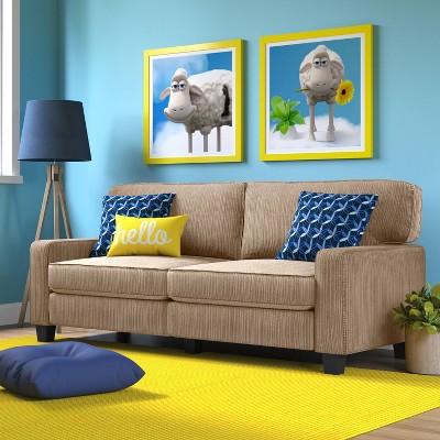 Beige Linen 78" Sofa with Removable Cushions
