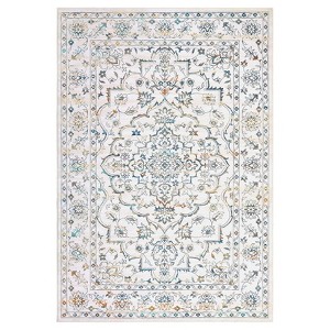 Boho Area Rugs, Modern Machine Washable Area Rug for Living Room Bedroom, Ultra Thin Low Pile Floral Rug, Soft Carpet with Non Slip Backing - 1 of 4
