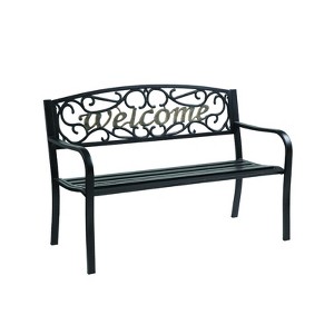 Living Accents Black Steel Welcome Park Bench 33.5 in. H X 50.5 in. L X 23.5 in. D - 1 of 1
