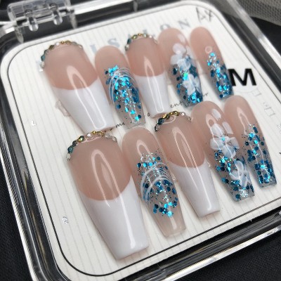 Vynxaria Blue Instant Glamour with Our Wearable Nails Size L
