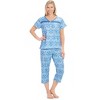 Collections Etc V-Neck Lace Trim Floral Pattern 2-Piece Capri Pajama Set - 4 of 4