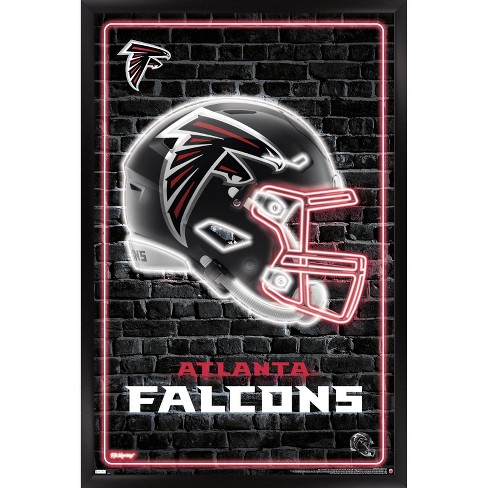 Trends International NFL Atlanta Falcons - Neon Helmet 23 Framed Wall  Poster Prints Black Framed Version 14.725' x 22.375'