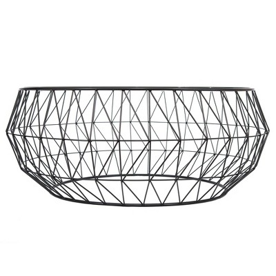 Malibu Modern 35" Round Coffee Table with Black Metal and Glass Top