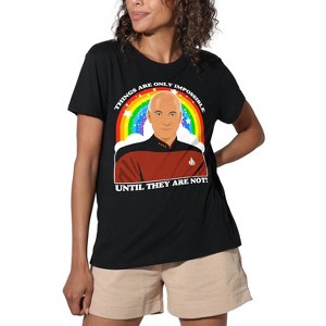 Women's Star Trek The Next Generation Impossible Loose T-Shirt Black - 1 of 4