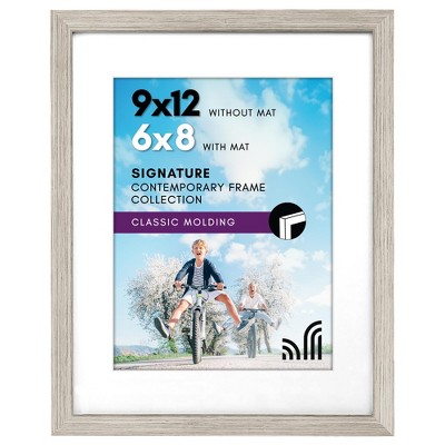 Americanflat 9x12 Picture Frame in Driftwood - Displays 6x8 With Mat and 9x12 Without Mat - Composite Wood with Shatter Resistant Glass
