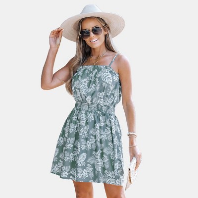 Women's Tropical Floral Leaf Print Cami Dress - Cupshe : Target
