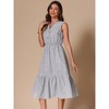 INSPIRE CHIC Women's Sleeveless V Neck Button Down Striped Ruffle Midi Shirt Dress - 4 of 4