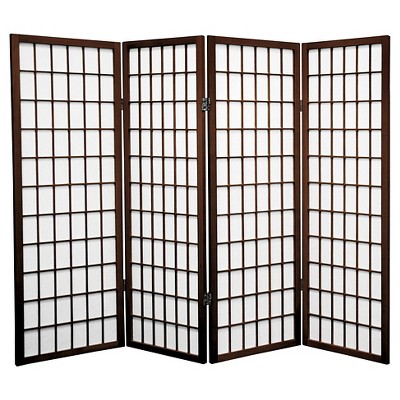 4 ft. Tall Window Pane Shoji Screen - Walnut (4 Panels)