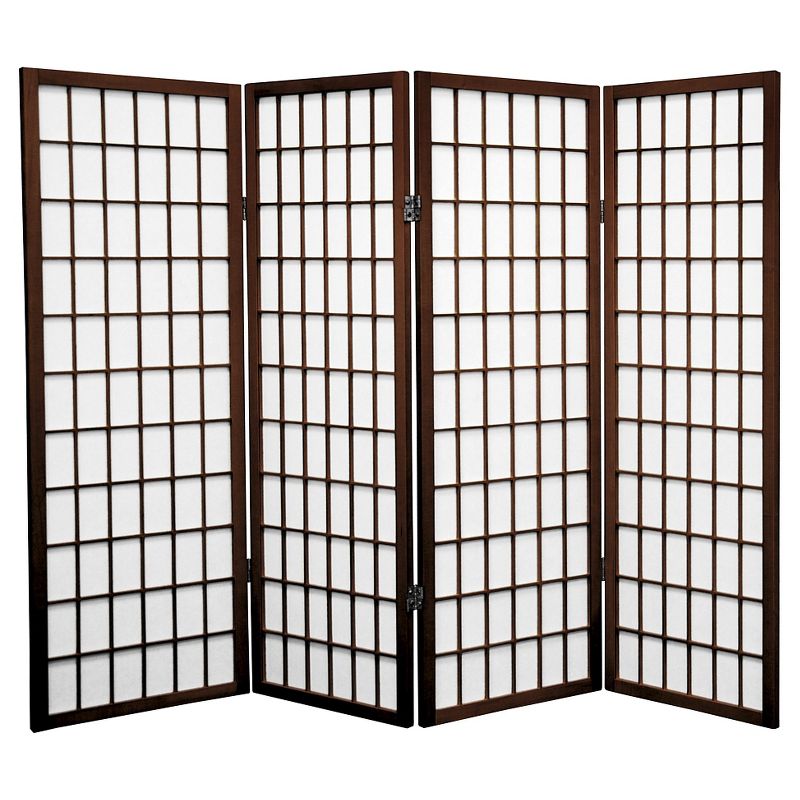 4 ft. Tall Window Pane Shoji Screen - Walnut (4 Panels), 1 of 6