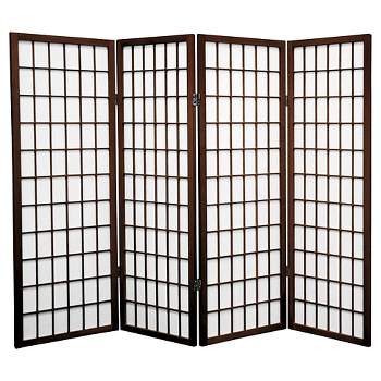 4 ft. Tall Window Pane Shoji Screen - Walnut (4 Panels)