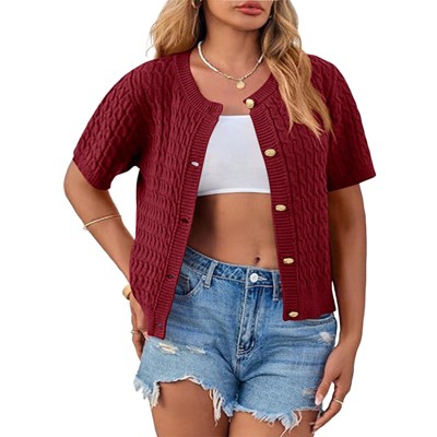 Women's Plus Size Summer Cardigan Sweater Short Sleeve Knit Open Front Beach Office Casual Tops