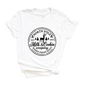 Simply Sage Market Women's North Pole Milk and Cookie Co. Circle Short Sleeve Graphic Tee - 1 of 4
