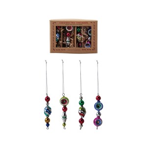 Storied Home 4-Piece Glass Drop Ornaments with Witches Eye and Glitter, Multicolor - 1 of 2
