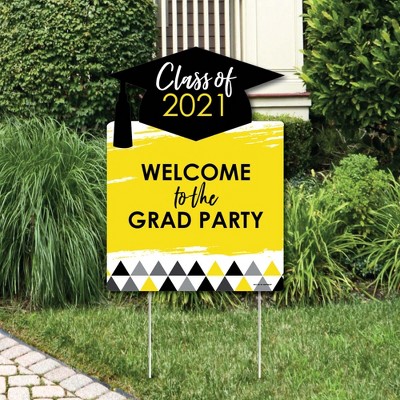 Big Dot of Happiness Yellow Grad - Best is Yet to Come - Party Decorations - Yellow 2021 Graduation Party Welcome Yard Sign