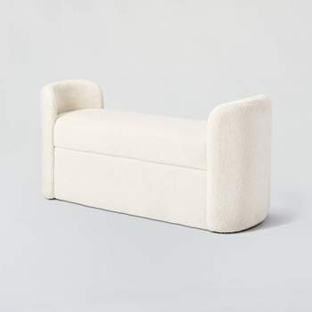 Springdell Rounded Bench Cream Faux Shearling - Threshold™ designed with Studio McGee