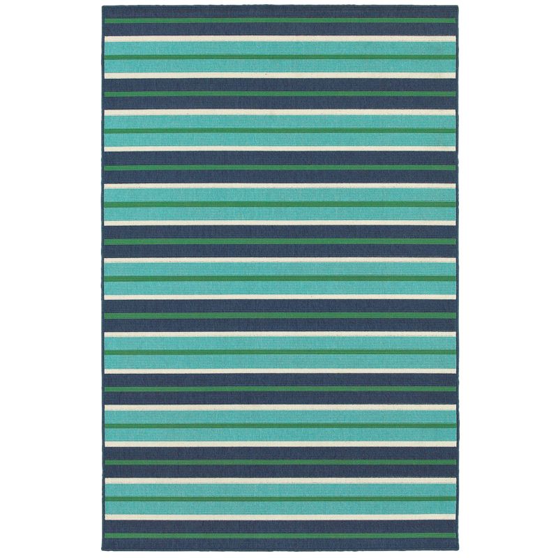 Macro Multi-Striped Patio Rug Blue/Green - Captiv8e Designs, 1 of 21