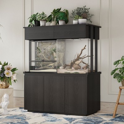 Famapy Multifunctional Black Storage Cabinet for Reptile Terrariums - Adjustable Setup for Various Heights