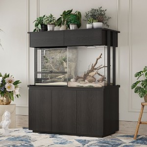 Famapy Multifunctional Black Storage Cabinet for Reptile Terrariums - Adjustable Setup for Various Heights - 1 of 4