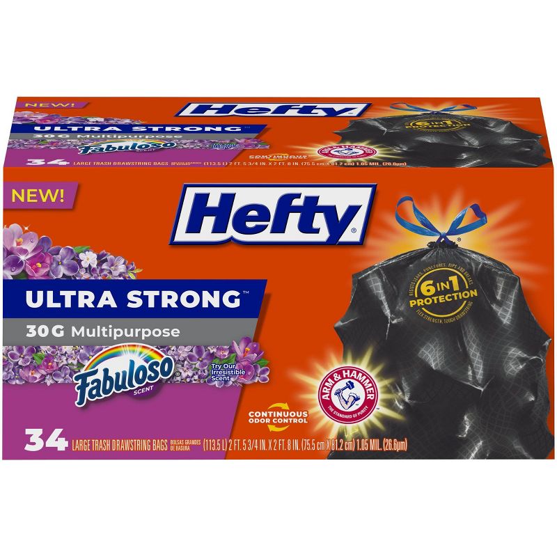Hefty Ultra Strong Fabuloso 30 Gallon Trash Bags - 34ct, 1 of 9