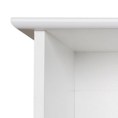 Expansive White Laminated Entryway Hanging Shelf with Hooks