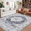 Washable Area Rug – Ultra-Thin Low Pile Vintage Carpet, Non-Slip Accent for Living Room, Bedroom, Home Office, Distressed Rust Design - 2 of 4